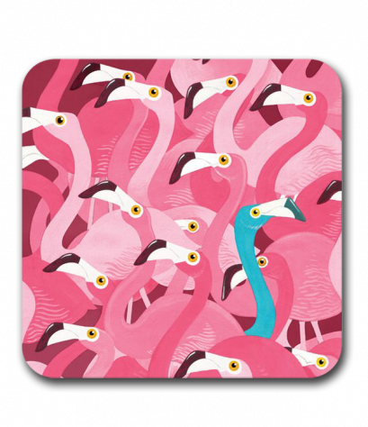 ที่รองแก้วน้ำ Pink Flamingos MDF Square coaster